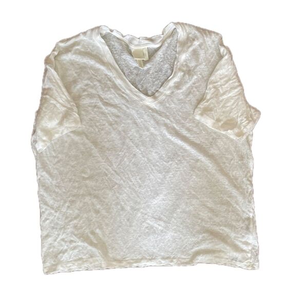 H&M リネン 麻 リネン100% 麻100% Tシャツ 無地 半袖 カットソー ホワイト S