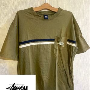 オールドステューシー Tシャツ 古着 Lサイズ カーキステューシー