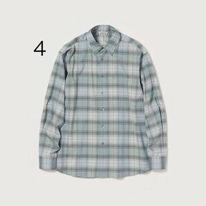 AURALEE SUPER LIGHT WOOL CHECK SHIRT 4 BLUE GREEN CHECK