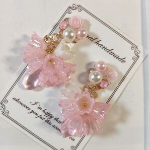 ハンドメイド ビジューピアスイヤリング