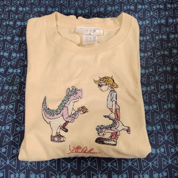 Tシャツ Left Alone 半袖 Mサイズ 恐竜 少年 刺繍 古着 メンズ レディース レフトアローン