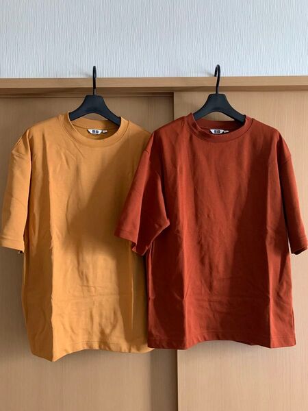 ユニクロ エアリズムコットンオーバーサイズTシャツ 2枚セット Mサイズ オレンジ イエロー