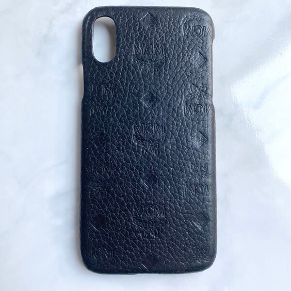 MCM iPhoneX/XS スマホケース レザー 黒 ブラック