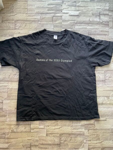 TOKYO オリンピック ロゴ入りTシャツ 半袖 Lサイズ ブラック (used・中古品)