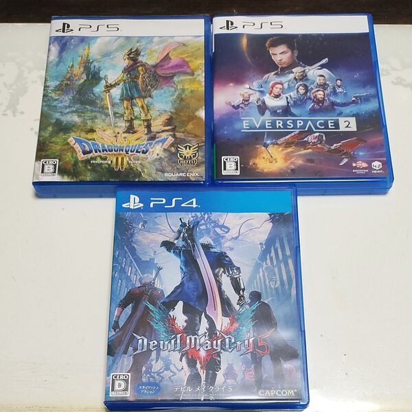 PS5/PS4 ソフト 3本セット PS5 ドラゴンクエストⅢそして伝説へ、EVERSPACE2、PS4 デビルメイクライ5