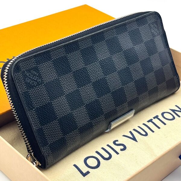 LOUIS VUITTON【最高級美品現行】ダミエグラフィットジッピーウォレットヴェルティカルラウンドファスナーラウンドジップ