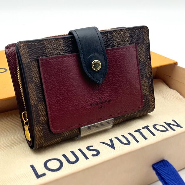 LOUIS VUITTON【現行RFID箱付き未使用に近い】ダミエフューシャポルトフォイユジュリエット ルイヴィトン 二つ折り財布