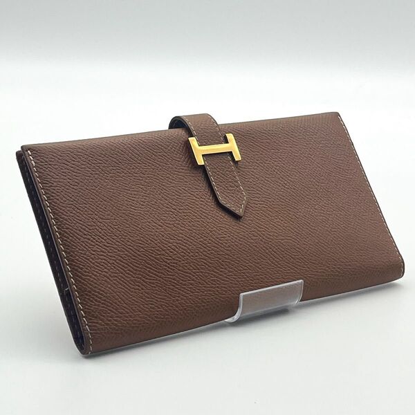 HERMES【廃盤モデル最高級美品】ベアンクラシッククシュベル エルメス 財布ゴールド金具 長財布 レザー ベアンスフレ