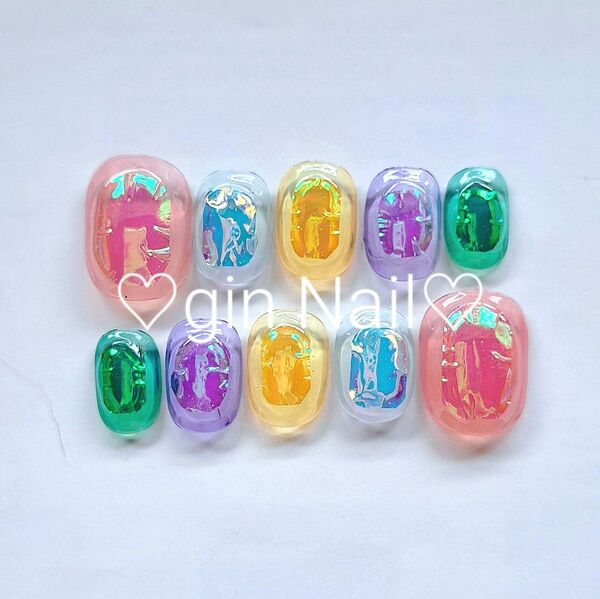 ネイルチップ オーダー ベリーショート ニュアンス 氷ネイル 夏 現品 うるうる