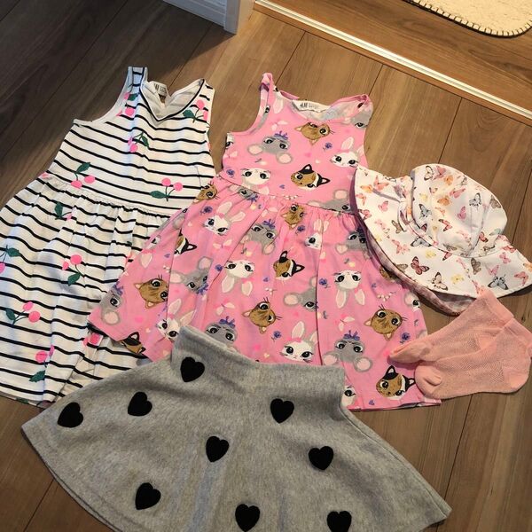 H&M 女の子 子供服 まとめ売り 4点セット ワンピース2枚 スカート 帽子