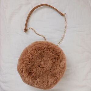 フェイクファー ショルダーバッグ 2way ブラウン