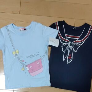 女の子 夏のTシャツ トップス 2枚セット 120サイズ(^o^)☆ 24時間以内に発送します!