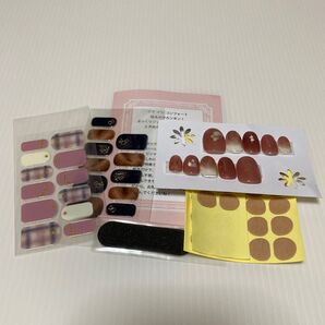 ジェルネイル風ネイルシール2点 & ネイルチップ(シール付き)