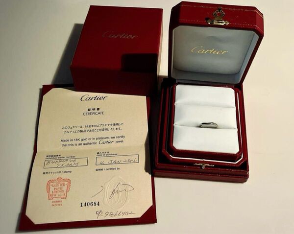 カルティエ Cartier プラチナ リング 結婚指輪 証明書付き