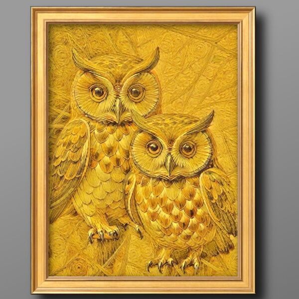 運気のふくろう 額縁付き 健康運、金運を開運するインテリア絵画グラフィック