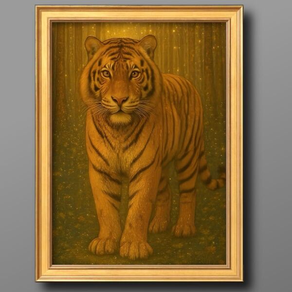 開運の虎 額縁付き 開運風水ヒーリング 開運絵画グラフィックアート
