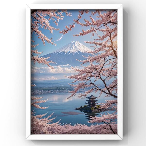 幸福の富士山 額縁付き 開運風水ヒーリング インテリア絵画グラフィックアート