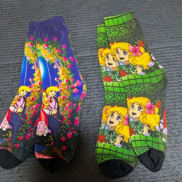 再最終★更に♪いいね♪ありがとう★新品★昔懐かしい可愛い女の子の靴下★2点セット♪ ダーク系