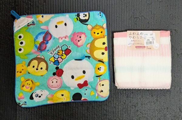 最終価格★お値下げ★未使用】ディズニー ツムツム カラフルループ付タオル 約30㎝×30㎝とウォッシュタオル3枚組の4点セット