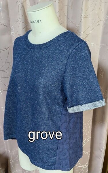 更に♪いいね♪ありがとう★大幅★更に♪お値下げ★grove ワールドのレディース トップス ブルー系 半袖 Mサイズ
