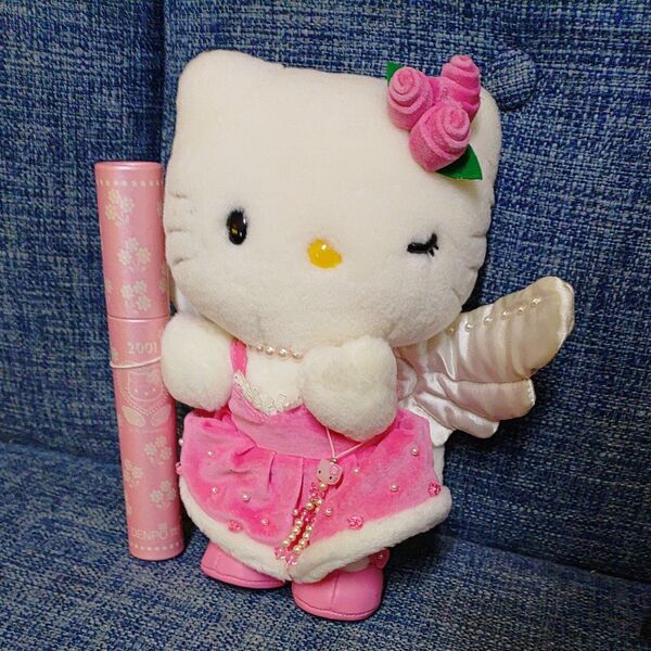 サンリオ ハローキティ ぬいぐるみ 2001 NTT 電報 ストラップ 付き 当時物 キティちゃん エンジェル 天使