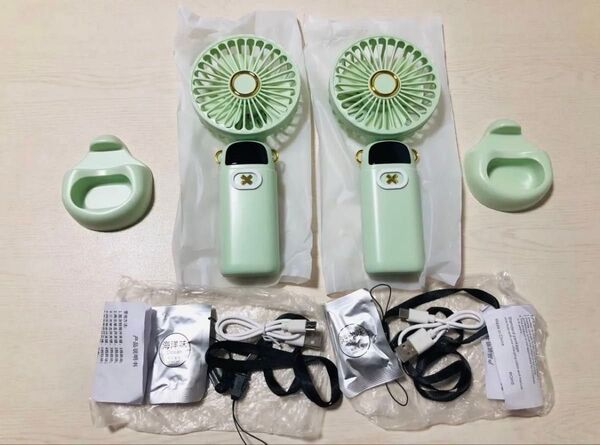 新品未使用 2点セット2025年熱中症4wayハンディファン5段階風量携帯扇風機 手持ち扇風機 小型扇風機 ハンディ扇風機