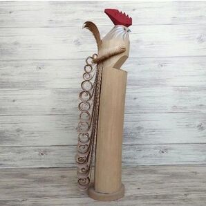 山形 郷土玩具 笹野一刀彫り にわとり 尾長鳥