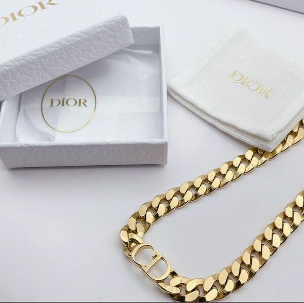 Christian Dior クリスチャンディオール 喜平 ゴールド ネックレス CDロゴ チョーカー 美品 箱 カード付き 光沢