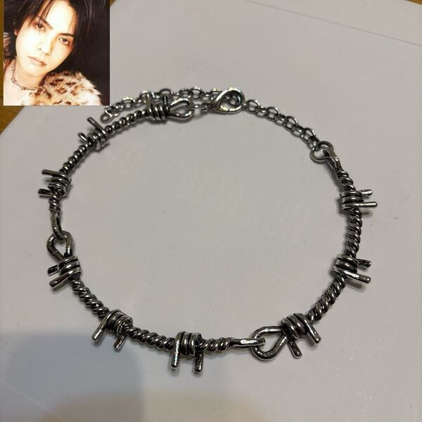希少 HYDE 有刺鉄線 チョーカー ネックレス ラルク V系 シルバー Yasu L'Arc〜en〜Ciel