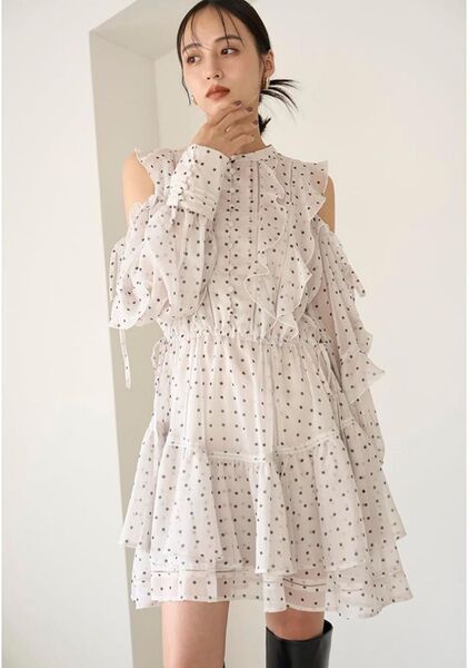snidel スナイデル シフォンフリルミニワンピース dot ドット