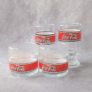 Coca-Cola コップ グラス 4個セット ステンドグラス風 コカコーラ 昭和レトロ レトロ雑貨 ヴィンテージ