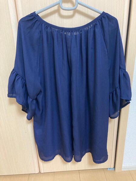 値下げ中 シフォンブラウス カットソー ネイビー