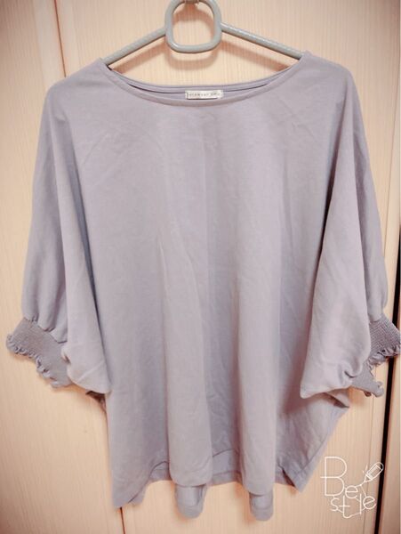 未使用 ゆったり七分袖トップス カットソー tシャツ くすみパープル