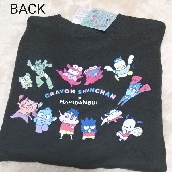 サンリオキャラクターズ クレヨンしんちゃん コラボ Tシャツ 半袖 LLサイズ ダークグレー ポチャッコ バツ丸 ハンギョドン