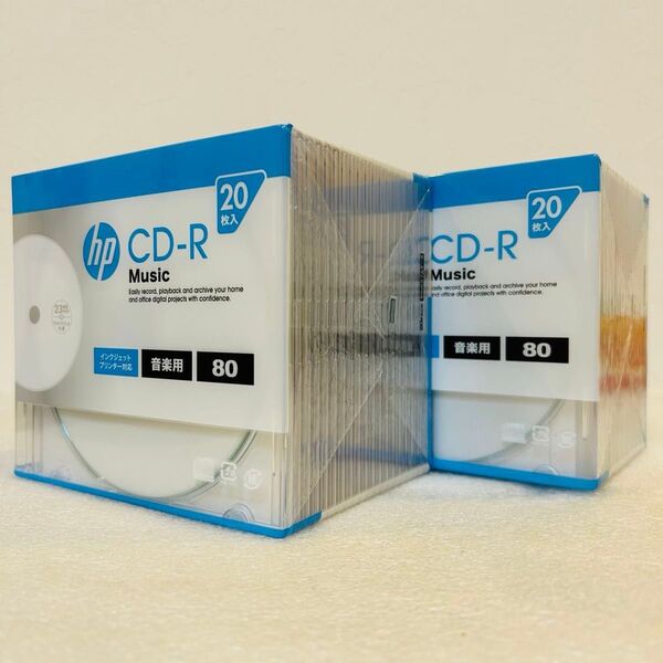 hp ヒューレット・パッカード 音楽用CD-RA ホワイト・ディスク スリムケース 20枚 × 2パック 合計40枚セット