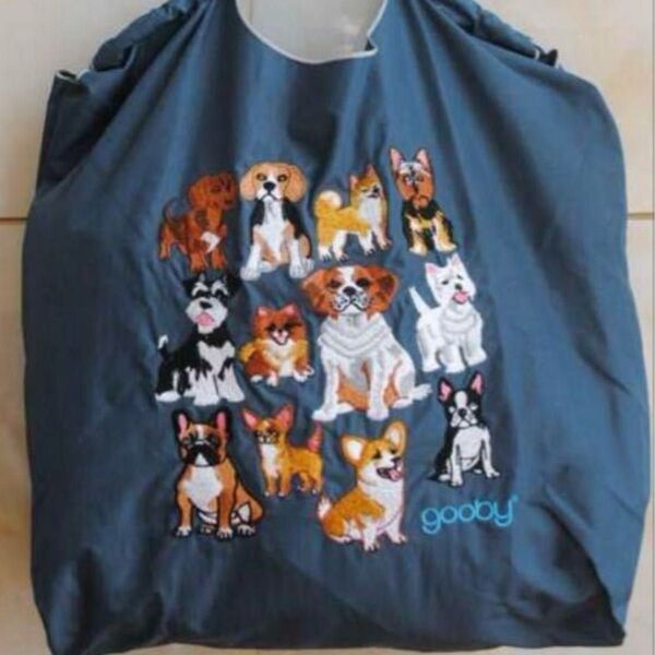 トートバッグ エコバッグ 犬柄 新品未使用 刺繍 ナイロン