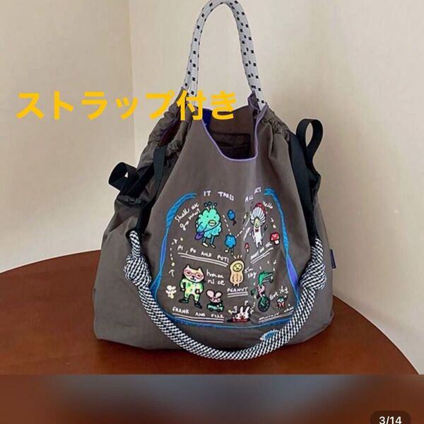 ナイロン 刺繍 猫柄 トートバック エコバッグ 新品未使用