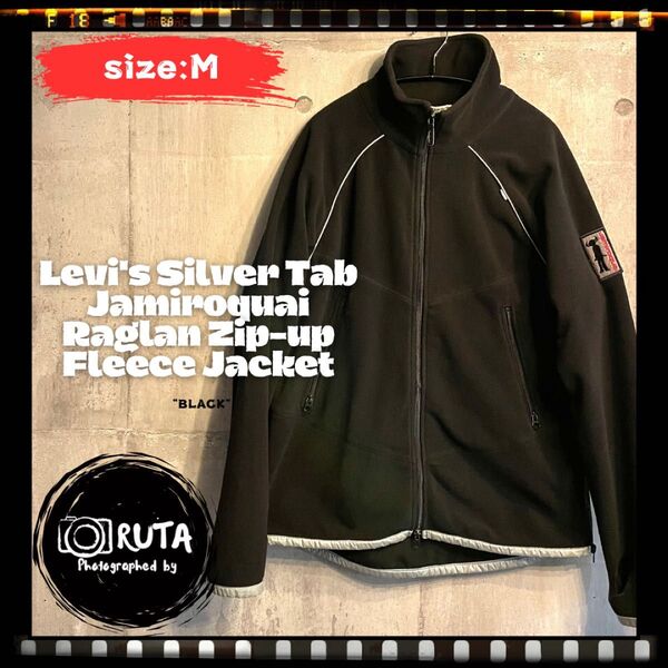 Levi's Silver Tab Jamiroquai Raglan Zip-up Fleece Jacket BLACK