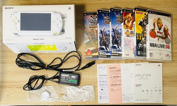 psp 1000 バリューパック 本体UMDソフト6本セット モンスターハンター等