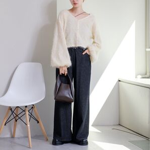 Kastane デニ厶タックワイドパンツ