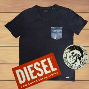 DIESEL ディーゼル 半袖Tシャツ ブラック デニムポケット ポケT