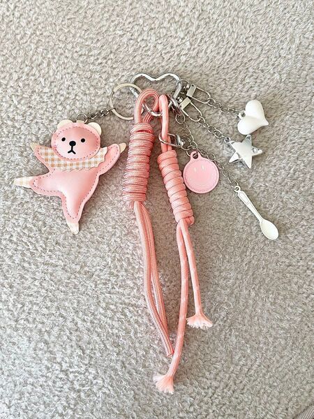 【新品】じゃらじゃら キーホルダー バッグチャーム ピンク くま