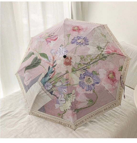 新品 折り畳み傘 レディース 可愛い ピンク系 花柄 UVカット 雨傘 日傘 日焼け防止 遮熱 収納ポーチ付き 耐風 熱中症対策