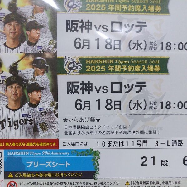 6月18日阪神タイガース甲子園球場 ロッテ戦