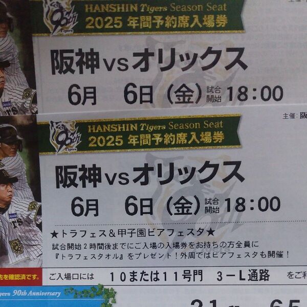 6月6日 阪神タイガース甲子園球場 交流戦 オリックス