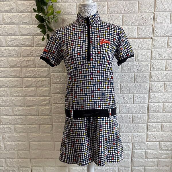 FILA GOLF フィラゴルフ 半袖 ハーフジップ ワンピース 千鳥柄 L