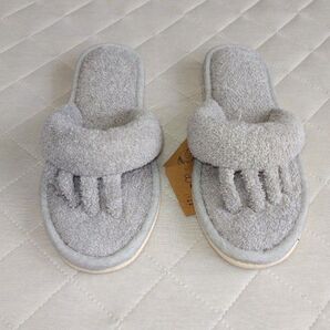 5本指スリッパ グレー 22.5~24.0 cm 洗える 室内 レディース