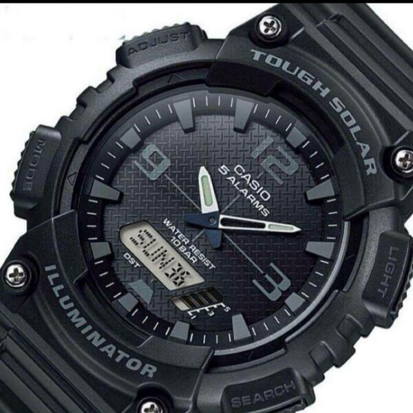 カシオ アナデジ腕時計 タフソーラー対応 新品 ビッグフェイス ブラックモデル タフソーラーカシオ CASIO