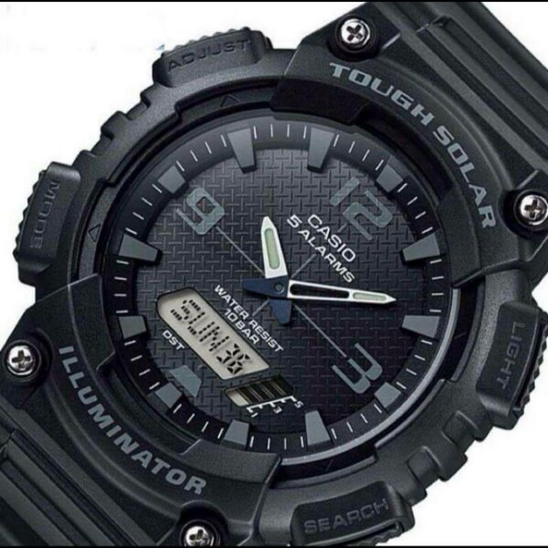 カシオ アナデジ腕時計 タフソーラー対応 新品 ビッグフェイス ブラックモデル タフソーラーカシオ CASIO