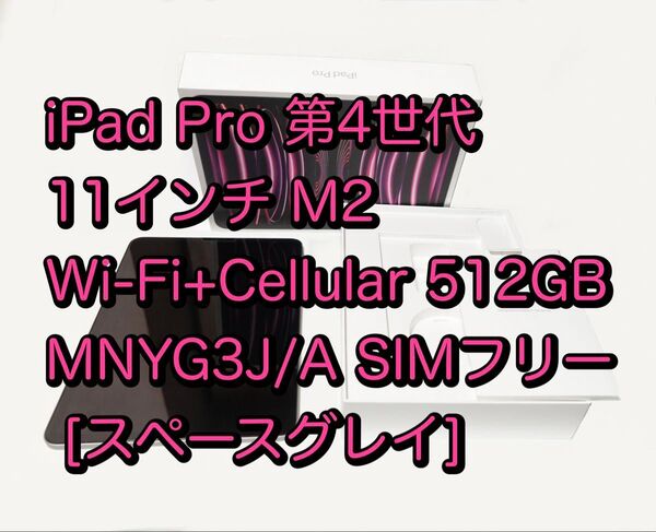 【美品】SIMフリー Apple iPad Pro 第4世代 11インチ M2 Wi-Fi+Cellular 512GB